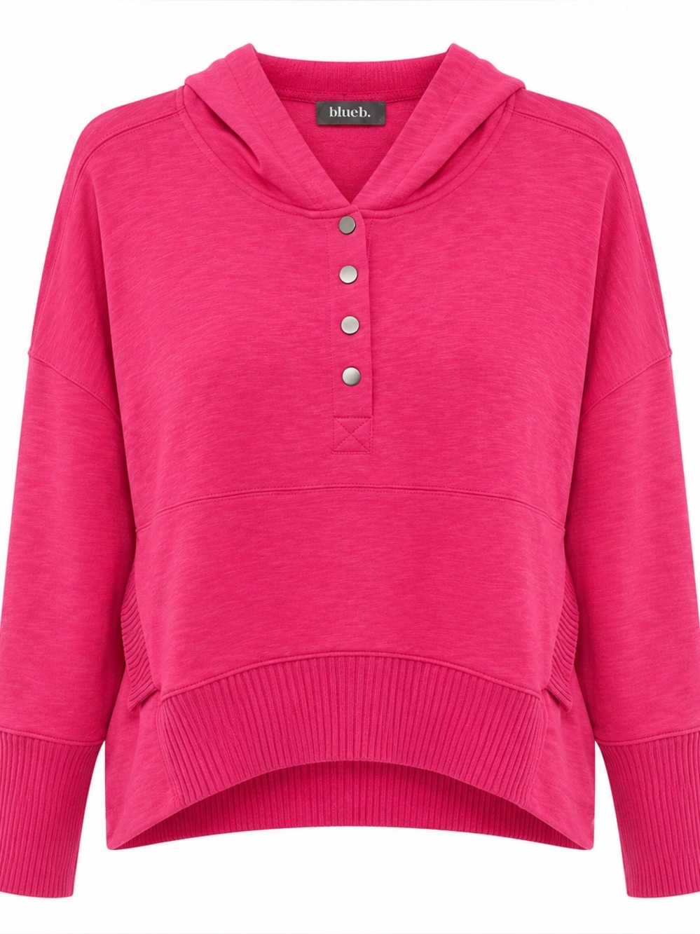 Blueb Collection Pink Hooded Pullover With Snap Buttons
